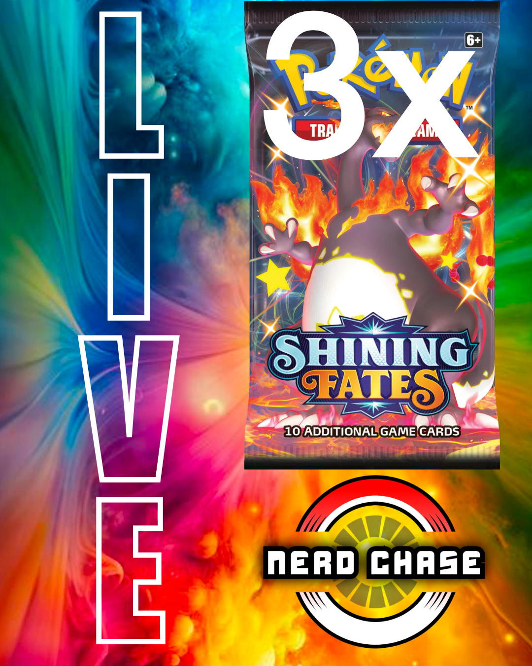 Shining Fates 3 Pack Lot - Live Event